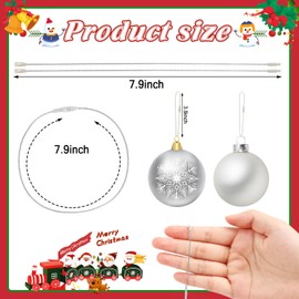 FEBSNOW 500Pcs Christmas Ornament Hangers,Silver Ornament String with Snap for Christmas Tree Decoration Easy Locking Ornament Hooks for Xmas Holiday Wedding Birthday Party Hanging Decor