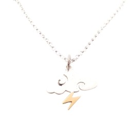 Storm Charm Necklace - Sterling Silver - Cloud and Lightning Necklace