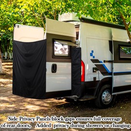 Fanfanwin 7x6 ft Large Camper Van Curtains Van Rear Door Shower Privacy Curtains with 2 Side Privacy Panels and Magnetic Hooks Adjustable Outdoor Shower Double Layer Changing Car Truck Travelling