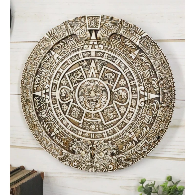 Aztec Maya Solar Sun Xiuhpohualli & Tonalpohualli Wall Calendar Plaque
