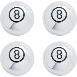GCC Set of 4 Universal Car Truck Motorcycle Chrome Large 8 Ball Valve Stem Caps