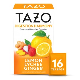 TAZO Herbal Tea Bags, Digestion Harmony Lemon Lychee Ginger, 16 Count (Pack of 1)