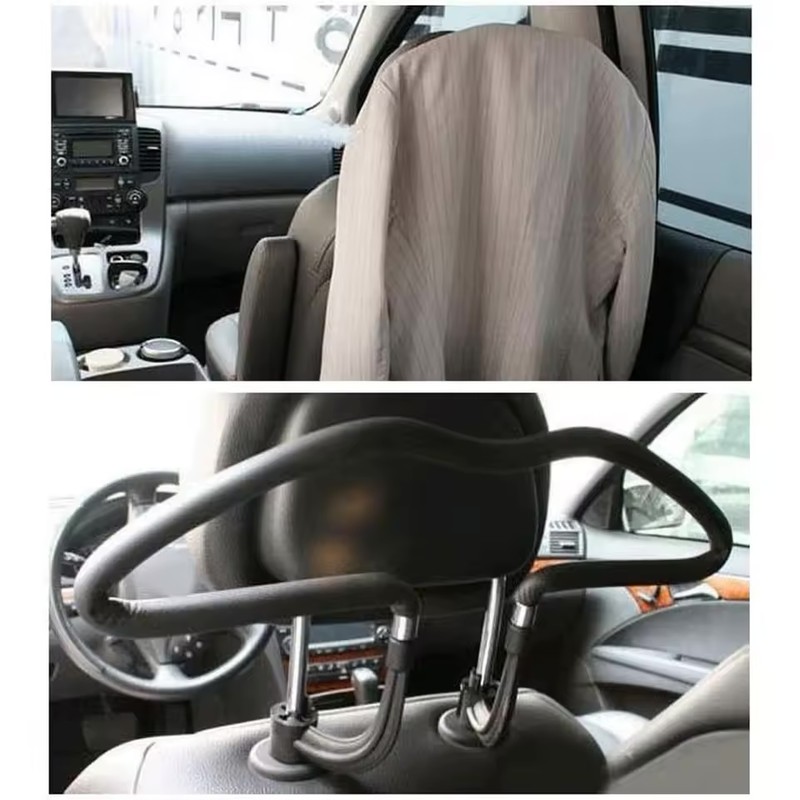 Universal Car Headrest Coat Hanger with Steel Frame & Soft