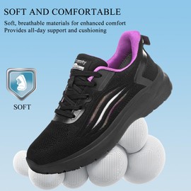 Treesky Non-Slip Work Shoes for Women – Lightweight & Comfortable, Ideal for Restaurants, Kitchens, and Food Service Staff Black Purple