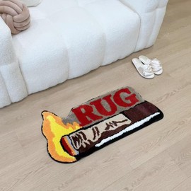LAKEA Unique Cigar-Shaped Tufted Rug Anti-Slip Decorative Floor Mat Cool Textile Art Home Decor Small Size Adult Suitable Bedside Rug (31.5 X16.5 inch)