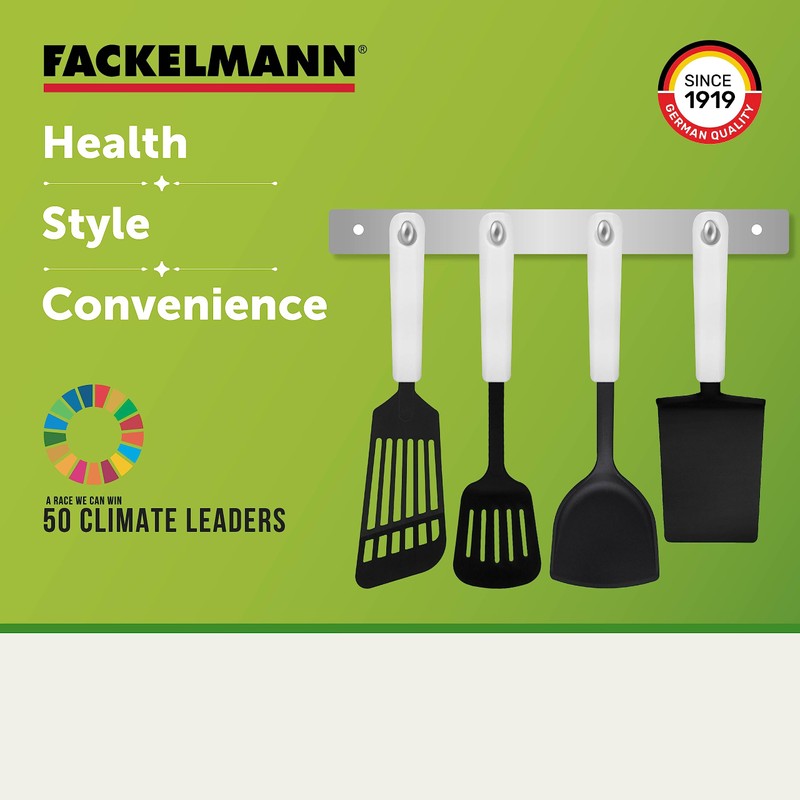 FACKELMANN Slotted Kitchen Turner for Omelettes Arcadalina, Assorted, White/Black, 4008033492355