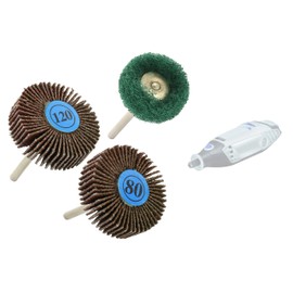 TIVOLY Pack of 3 Sanding Discs G80/G120/G240 + Driver - Sanding Wood and Metal - Attachment: Cylinder Shank Diameter 3.2 mm - for DREMEL/PROXXON and Other Multifunctional Machines