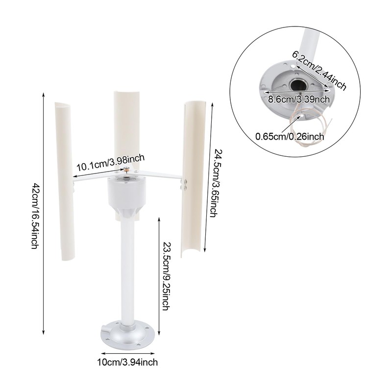 FiueStur Vertical Axis Wind Turbine, 12V 40W 3-Phase Permanent Magnet