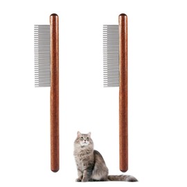 Zynewa Pack of 2 Pet Wooden Comb, Cat Comb, Dog Comb Made of Wood, Stainless Steel Needle Teeth, Brush for Pet Care for Short/Long Hair, Pet Flea Comb