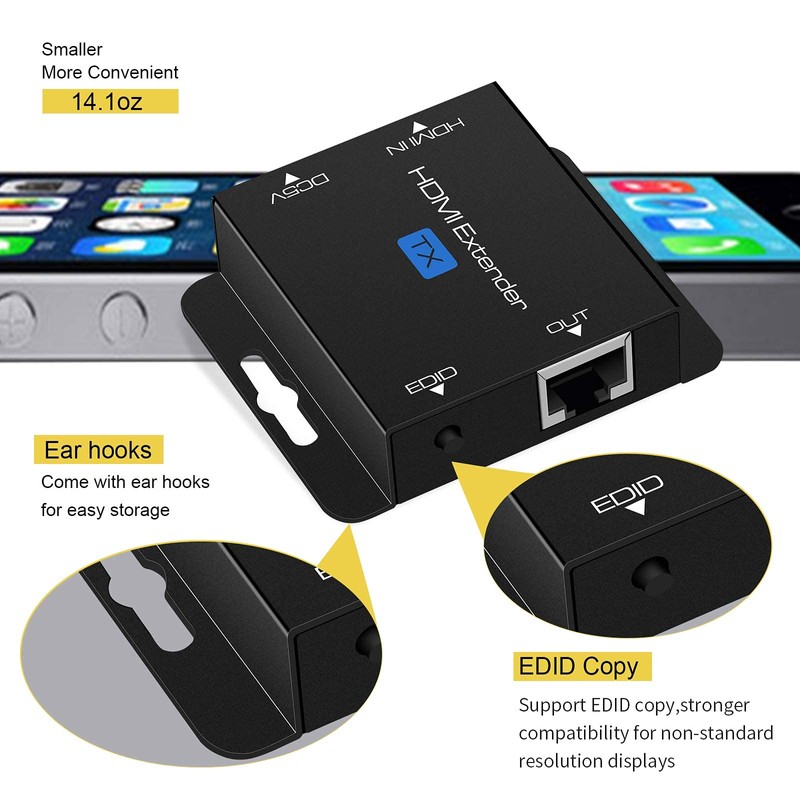QIUB XCL Black 60m HDMI Extender, CAT 678 UTP, EDID
