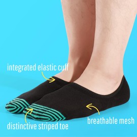 Hicomlor No Show Socks for Men 6 Pack,Non Slip Cotton Low Cut Trainer Socks for Sneaker Loafer Running (UK, Alpha, L, Regular, Regular, Black-Geen)