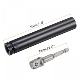 sourcing map 1/2" Drive Socket Accessory Set, 19mm Deep 6-Point Impact Socket 6" Length and 1/4" Hex Shank Adapter