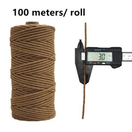 SUNTAYA Macrame Cord 3mm x 100meters Multipack, Cotton Corde Macrame Craft Supplies, Natural Braided Yarn for DIY Crochet Knitting, Twine String for Plant Hangers Wall Decor (tan Series)