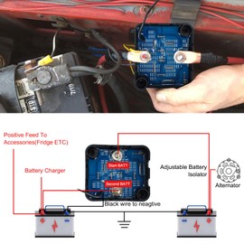 DEWINNER 12V 140Amp Dual Battery Isolator Kit, Smart Voltage Sensitive Relay for Trucks, RVs, ATVs, UTVs, Boats & Campers – Works with All Battery Types Including Lithium & LiFePO4