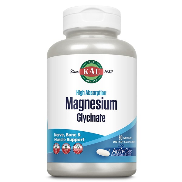 KAL KAL Magnesium Glycinate ActivGels 315mg, High Absorption Magnesium Supplement