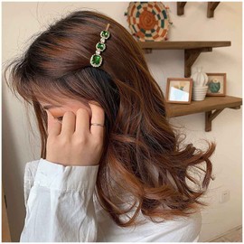 Cimenexe Vintage Emerald Hair Clip Green Crystal Hair Pins Clips Paved CZ Hair Clip Rhinestone Head Clip Hair Clip Bohemian Headwear Decorative Hair Pins Emerald Crystal Hair Accessories