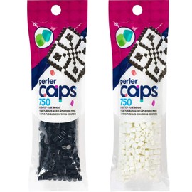 Perler Caps - Solid-Top Fuse Beads - 2 Pack Bundle - Black and White