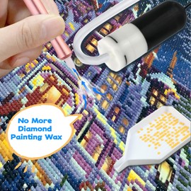 Electric Vacuum Diamond Art Pen with Adjustable Suction, Diamond Art Painting Pen Without Wax, Epainter Diamond Art Painting Pen, Diamond Art Accessories Tool with Storage Trays(Gold)