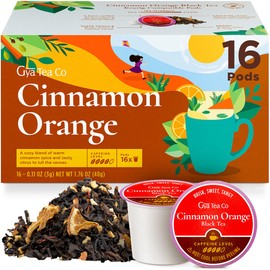 Gya Tea Co Cinnamon Orange Black Tea (16 Count) - Spicy and Sweet Orange Cinnamon Tea Pods - No Additives, Single Serve Pods with Handpicked Ingredients - Compatible with Keurig K-Cup Brewers