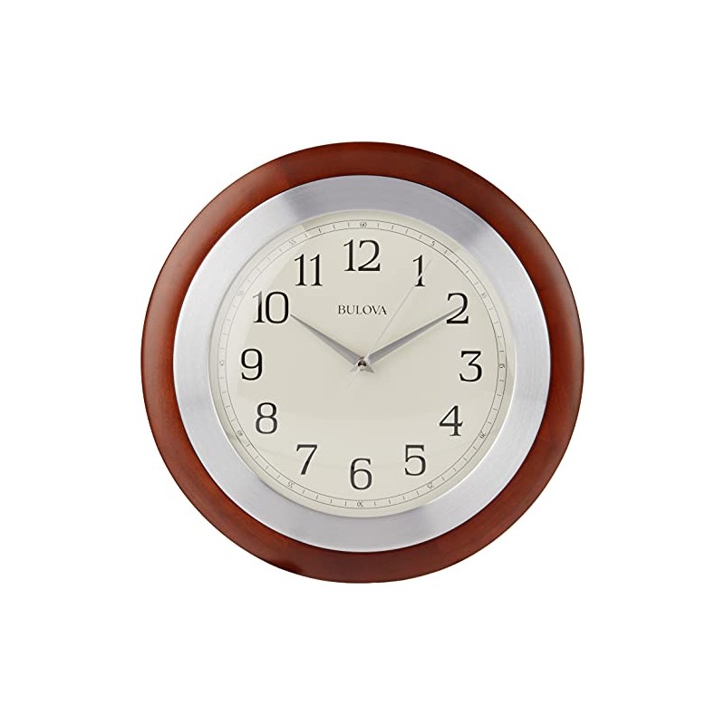 Bulova C4228 Reedham Wall Clock, 14" Diameter, Walnut