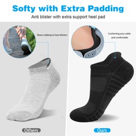Benirap Trainer Socks Men Women, 6 Pairs Anti Blister Ankle Socks Cushioned Running Socks Breathable Cotton Socks for Waking Hiking Cycling Sports Work