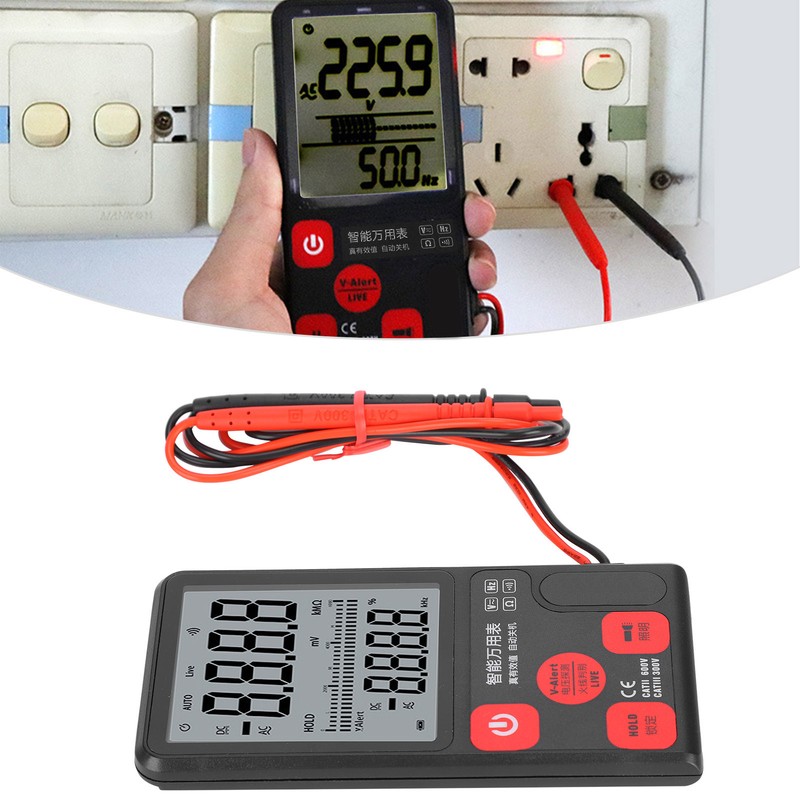 Measuring Voltage Tester Digital Multimeter AC/DC Equipment 3‑Line Display Voltmeter