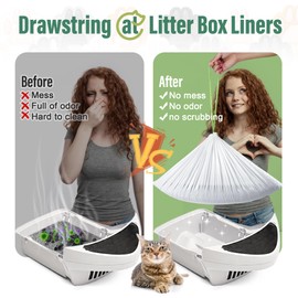 Cat-Litter-Box-Liners-Waste-Bags Compatible with Cat litter Box 3 and 4, 1.5 Mils Thick Drawstrings Closure Waste Bags Large Size, 30 Packs Cat Litter Liners for All Cats To Keep Your Home Clean