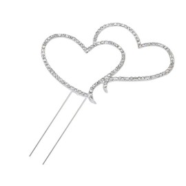 NUOBESTY Decoración para Tarta de Boda, Doble corazón, Cristal Brillante, decoración para Tartas de Boda