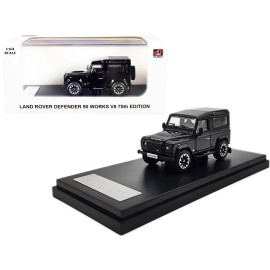 DCD Land Rover Defender 90 Works V8 Black Metallic "70th Edition" 1/64 Diecast Model Car by LCD Models