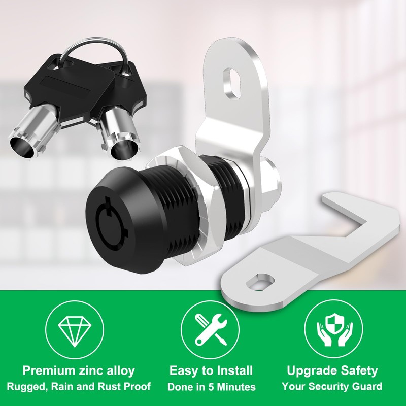 Hecfu 2 Pcs Toolbox Locks with Keys, 5/8" Tubular Cam