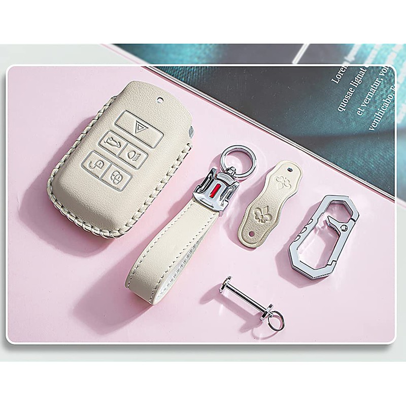 ontto Leather Car Key Fob Cover Keyring for Land Rover