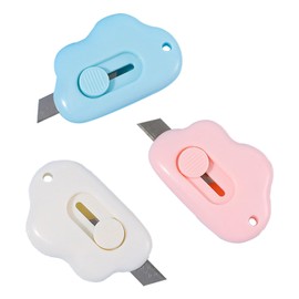 3pcs Mini Cloud Portable Box Cutter, Cute Paper Cutter with Blade - Adorable Office and School Supplies, Aesthetic Desk Accessories for Women, Girly and Cute Office Supplies Gift