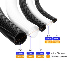 sourcing map 1/4 Inch x 25 Ft Split Wire Loom Tubing, Guard Convoluted Flex, Protective Split Cable Conduit, Flexible Wire Protector Tubing, Electrical Cord Cover,White