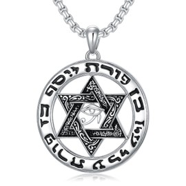 POTOPYY Star of David Necklace Father's Day Gifts for Dad Husband 925 Sterling Silver Eye of Horus Necklaces Jewish Star Necklace Egyptian Pendant Jewerly, Gifts for Men Son Father Women Christmas Anniversary Birthday, 20+2 Inch