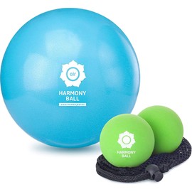 2 x fascia balls (natural rubber 6.3 cm) + 1 x exercise ball (soft 23 cm) - economy set for massaging and relaxing muscles and fascia