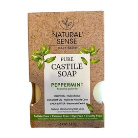 Natural Sense Pure Castile Soap - Pepermint with Olive Oil, Coconut Oil, and Shea Butter (1 Bar)