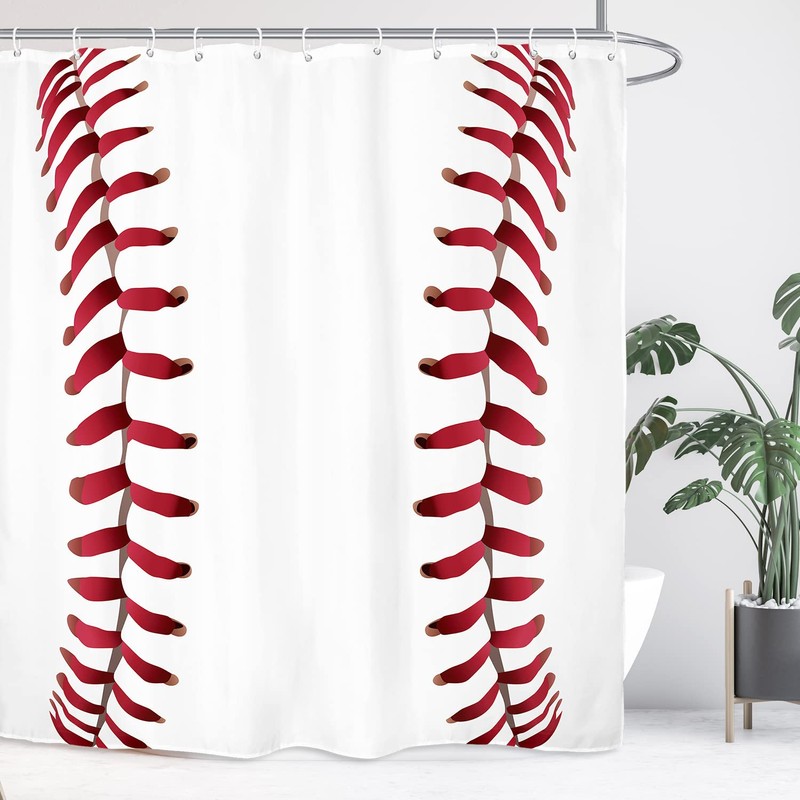 Yookeb Baseball Sports Bathroom Shower Curtain 71W by 71H Inch