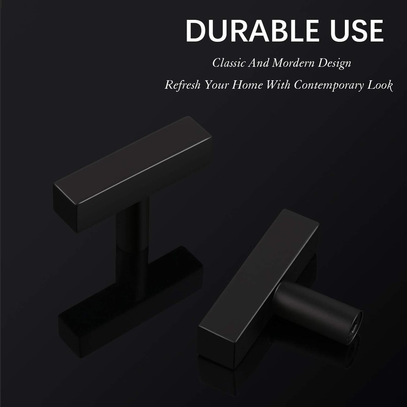 KNOBWELL 6 Pack Black Stainless Steel Drawer Knobs and Pulls,
