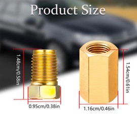 Yharnamite 12 Pcs Brake Line Fittings, 3/8"-24 Threads Brake Line Fittings Set for 3/16" Brake Line Tube, 4 Unions + 8 Nuts Car Accessories for Brake System Maintenance