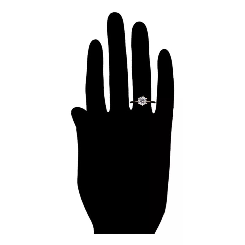 Dtup Anillo De Compromiso Solitario Chapado En Oro De 18k