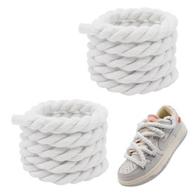 QZKJQDD Thick Shoelaces, Big Rope Laces, Round Shoelaces, for Replacement Rope Laces Air Force 1, Shoe Laces 8 mm (120 cm), DIY Shoelaces, Tear-Resistant Tying Shoelaces, Chunky Laces, Cotton Cord