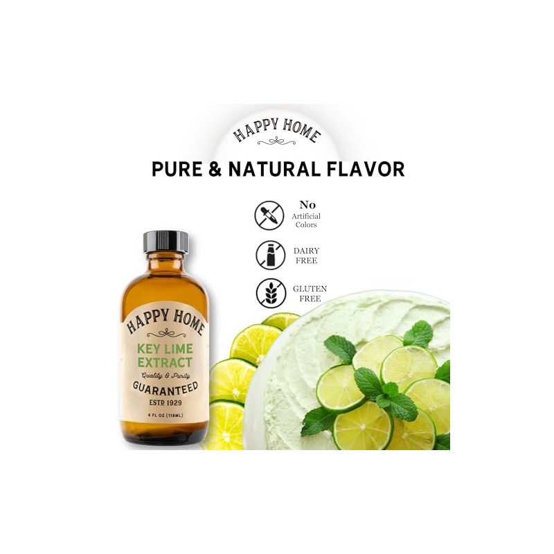 Happy Home Key Lime Extract, Natural, Dairy-Free, Nut-Free, Gluten-Free, Kosher,