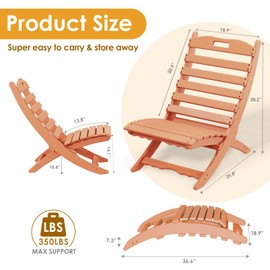 IVY&LANE Portable Xavier-Chairs Set of 2 | Folding-Adirondack-Chair | Wave | HDPE Plastic | Limited Edition | Red | All-Weather Resistant | for Outdoor Fire-Pit Patio Lawn Beach Poolside