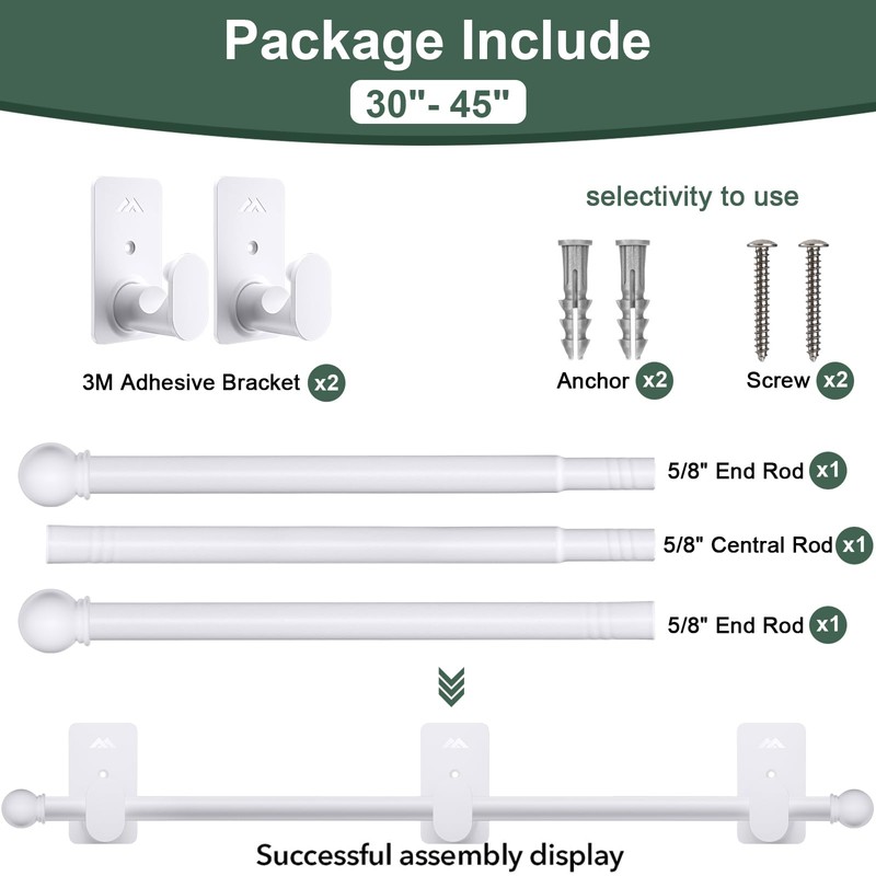 ZNONOX ZNONOX Curtain Rods No Drilling for Windows 30 to