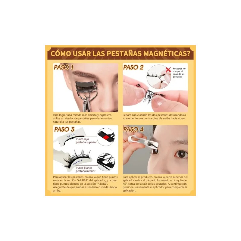 Kit De Pestañas Magnéticas Con Aplicador Fácil De Usar