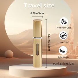 JEPELUS 6 PCS Perfume Atomizer Travel Refillable, 8ml Leak-proof Mini Spray Bottle, Pocket Size Bottom-Filling Perfume Bottles Empty for Women Men Gift (Black/Silver/Pink/Gold/Red/Blue)