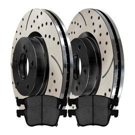 AutoShack Front Brake Kit Replacement for Acura Integra 2018-2024 Honda Accord 2022-2024 Civic FWD Drilled & Slotted E-Coated Disc Brake Rotors Ceramic Brakes Pads 12.28" (312mm) BRK010337289