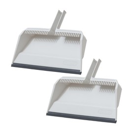 Superio 2-Pack Wide Plastic Dustpan with Comb - 16" Wide, Rubber Lip, Broom Handle Clip, White