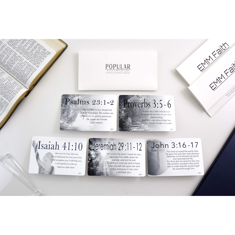 Popular Scripture Cards (10-Pack), Inspirational Memorization Bible Verse Cards of