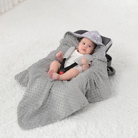 Bebamour Baby Car Seat Blanket Footmuff Universal Baby Blanket for Newborn Baby Swaddle Blanket, Grey Star